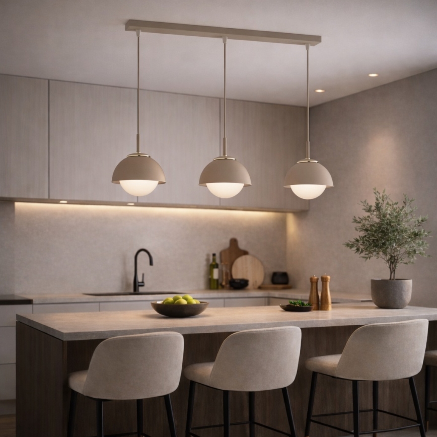 Brilagi - Lustre suspenso com cabo COSMO 3xE27/60W/230V bege/dourado