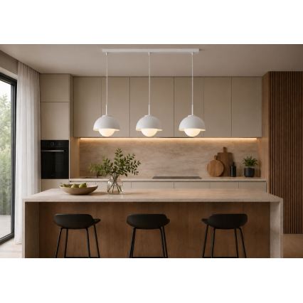 BRILAGI - Lustre suspenso com cabo COSMO 3xE27/60W/230V branco/dourado