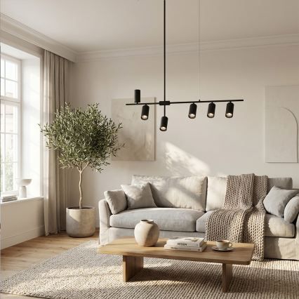 Brilagi - Lustre suspenso com cabo CRANE 6xGU10/30W/230V preto