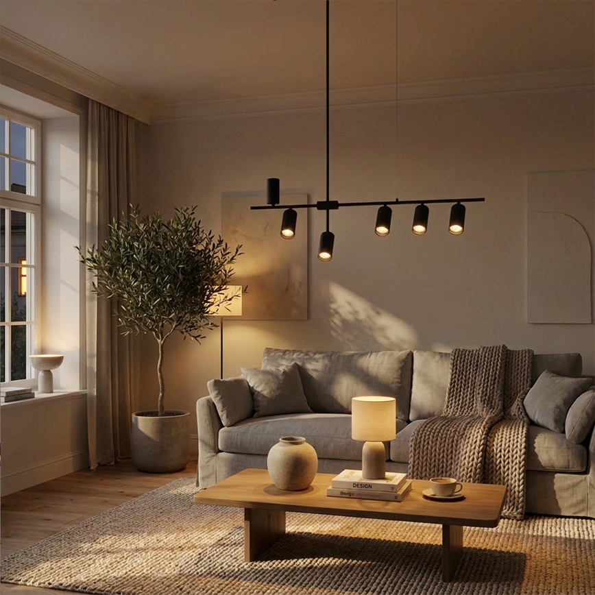 Brilagi - Lustre suspenso com cabo CRANE 6xGU10/30W/230V preto
