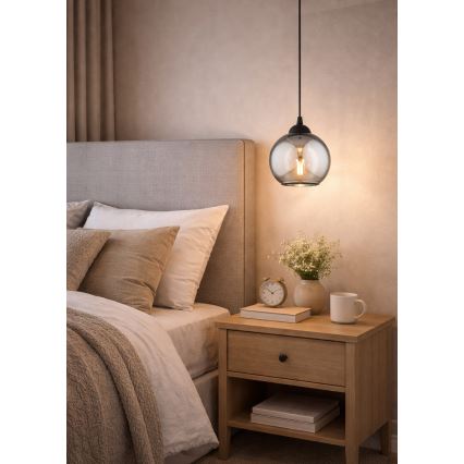 Brilagi - Lustre suspenso com cabo DIOR 1xE27/60W/230V preto/cinzento fumado