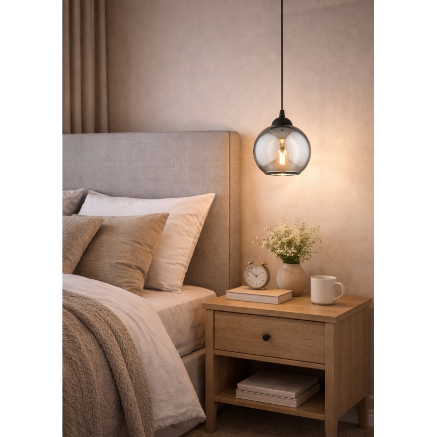 Brilagi - Lustre suspenso com cabo DIOR 1xE27/60W/230V preto/cinzento fumado