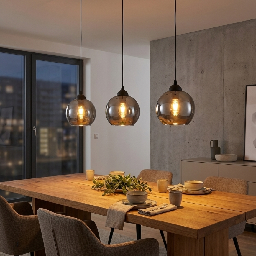 Brilagi - Lustre suspenso com cabo DIOR 1xE27/60W/230V preto/cinzento fumado