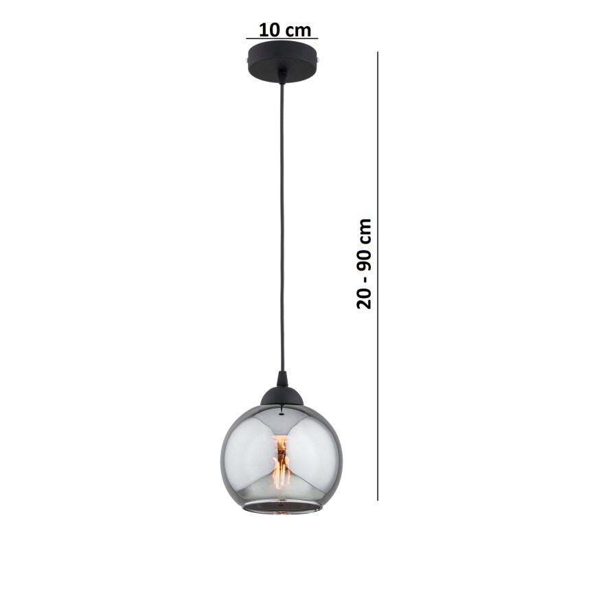 Brilagi - Lustre suspenso com cabo DIOR 1xE27/60W/230V preto/cinzento fumado