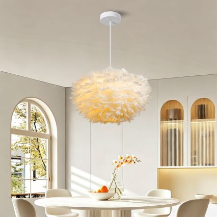 Brilagi - Lustre suspenso com cabo FEATHER 3xE27/40W/230V Ø 50 cm branco