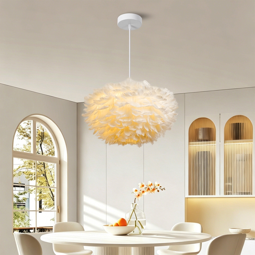 Brilagi - Lustre suspenso com cabo FEATHER 3xE27/40W/230V Ø 50 cm branco
