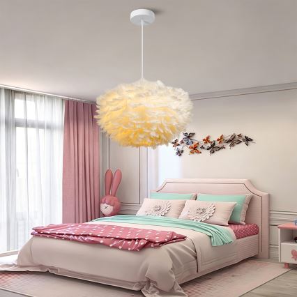 Brilagi - Lustre suspenso com cabo FEATHER 3xE27/40W/230V Ø 50 cm branco
