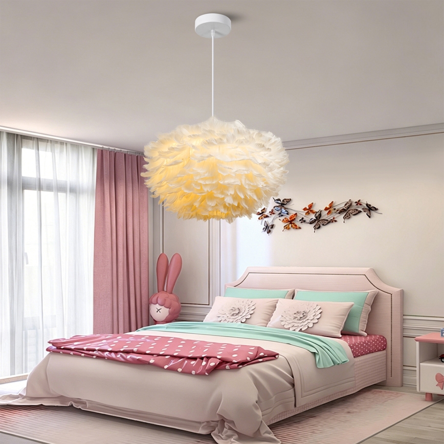 Brilagi - Lustre suspenso com cabo FEATHER 3xE27/40W/230V Ø 50 cm branco