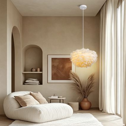 Brilagi - Lustre suspenso com cabo FEATHER 3xE27/40W/230V Ø 50 cm branco
