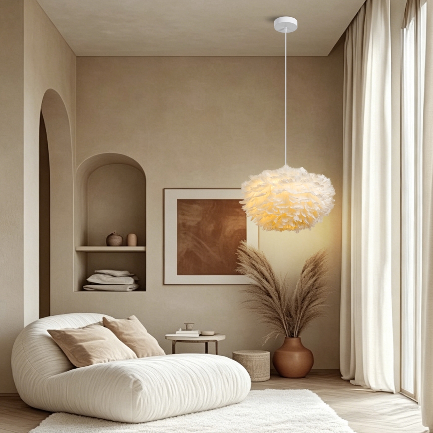 Brilagi - Lustre suspenso com cabo FEATHER 3xE27/40W/230V Ø 50 cm branco