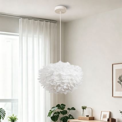 Brilagi - Lustre suspenso com cabo FEATHER 3xE27/40W/230V Ø 50 cm branco