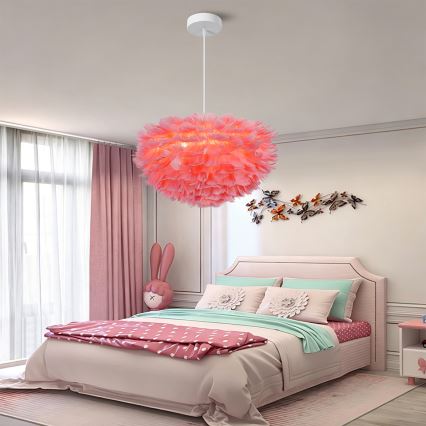 BRILAGI - Lustre suspenso com cabo FEATHER 3xE27/40W/230V Ø 50 cm rosa