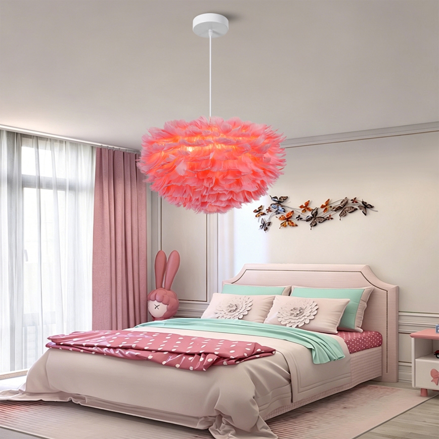 BRILAGI - Lustre suspenso com cabo FEATHER 3xE27/40W/230V Ø 50 cm rosa