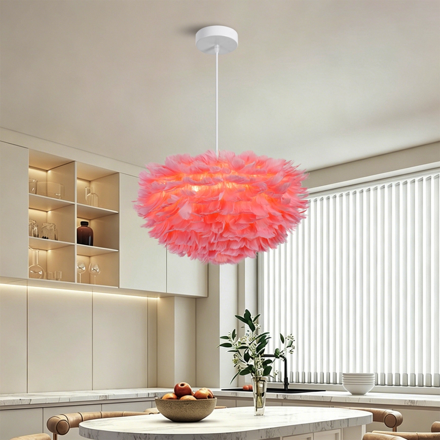 BRILAGI - Lustre suspenso com cabo FEATHER 3xE27/40W/230V Ø 50 cm rosa