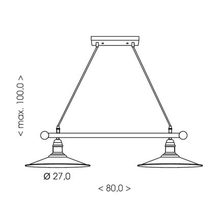 Brilagi - Lustre suspenso com cabo FORGE 2xE27/60W/230V preto