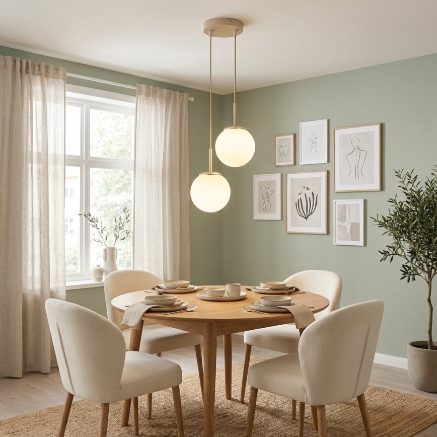 Brilagi - Lustre suspenso com cabo MILO ECRU 2xE27/60W/230V bege/dourado