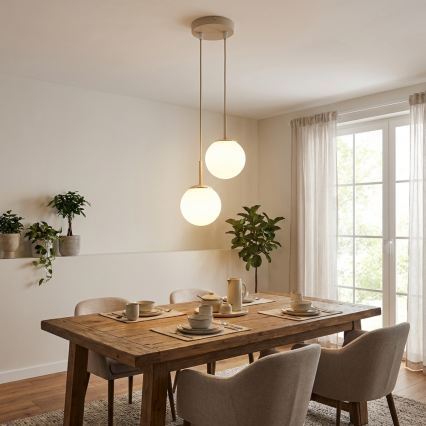 Brilagi - Lustre suspenso com cabo MILO ECRU 2xE27/60W/230V bege/dourado