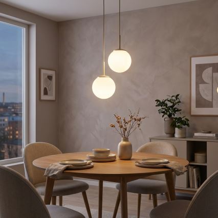 Brilagi - Lustre suspenso com cabo MILO ECRU 2xE27/60W/230V bege/dourado