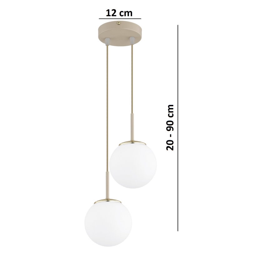 Brilagi - Lustre suspenso com cabo MILO ECRU 2xE27/60W/230V bege/dourado
