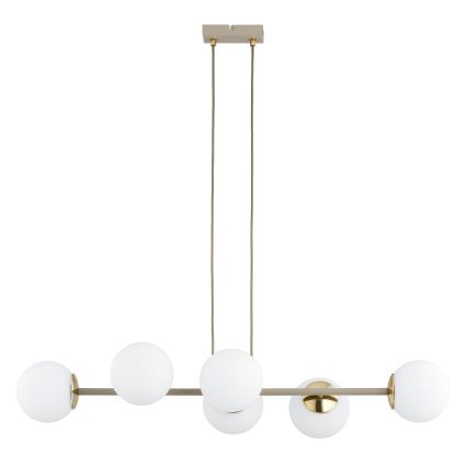 Brilagi - Lustre suspenso com cabo MILO ECRU 6xE27/60W/230V bege/dourado