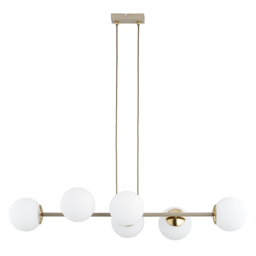 Brilagi - Lustre suspenso com cabo MILO ECRU 6xE27/60W/230V bege/dourado