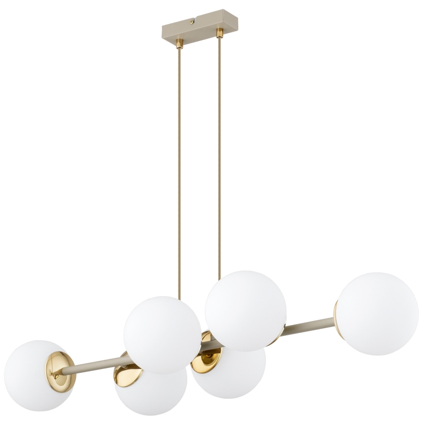 Brilagi - Lustre suspenso com cabo MILO ECRU 6xE27/60W/230V bege/dourado