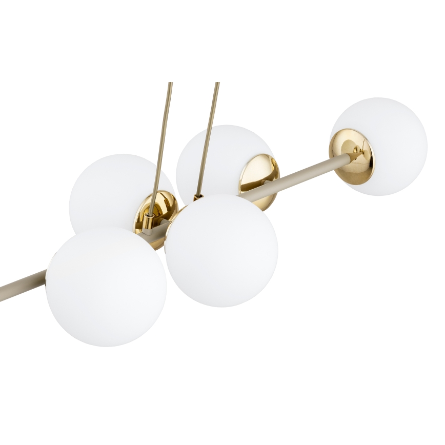 Brilagi - Lustre suspenso com cabo MILO ECRU 6xE27/60W/230V bege/dourado