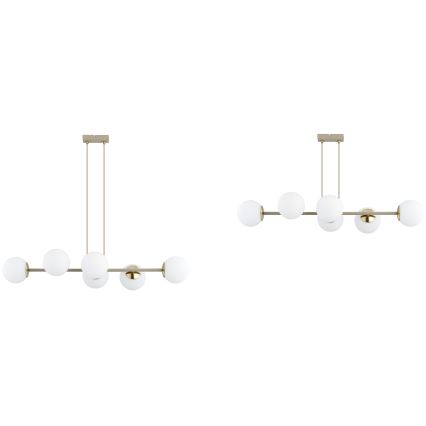 Brilagi - Lustre suspenso com cabo MILO ECRU 6xE27/60W/230V bege/dourado