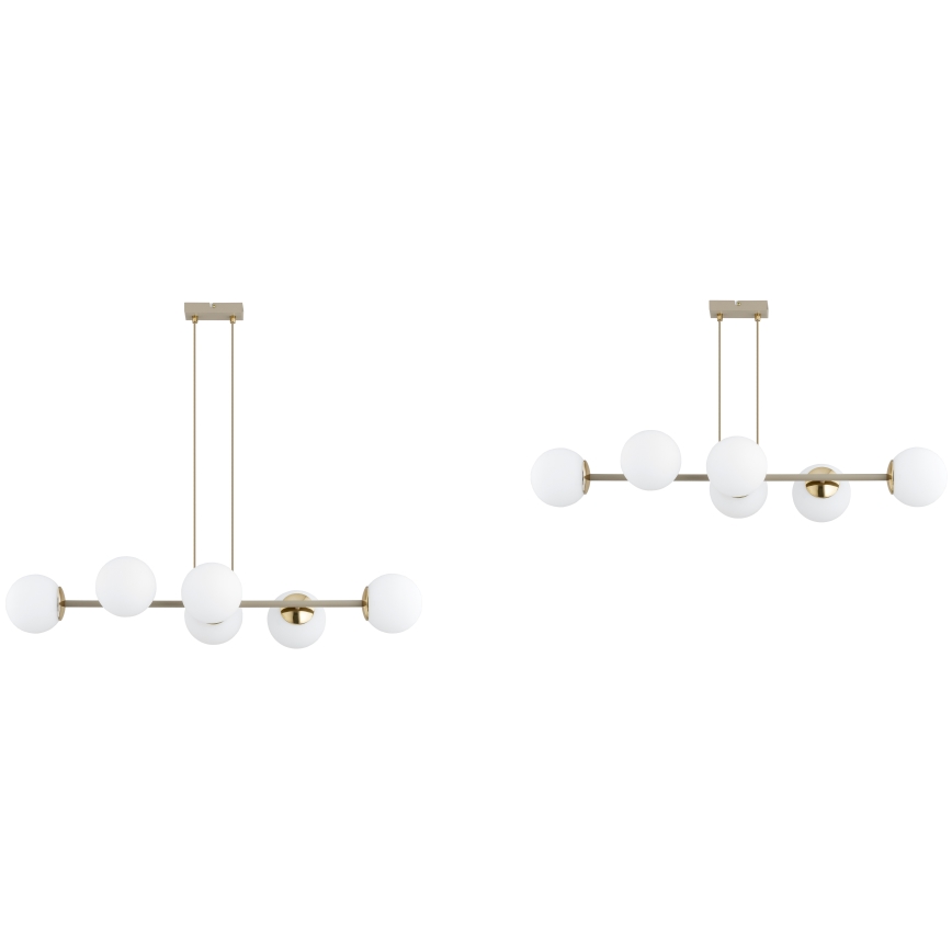 Brilagi - Lustre suspenso com cabo MILO ECRU 6xE27/60W/230V bege/dourado