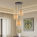 Brilagi - Lustre suspenso com cabo NORDIC WAVE 3xE27/15W/230V Ø 38 cm linho/preto