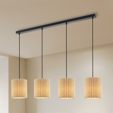 Brilagi - Lustre suspenso com cabo NORDIC WAVE 4xE27/15W/230V linho/preto