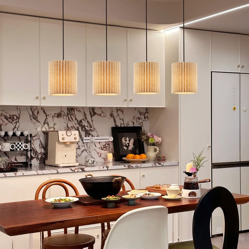 Brilagi - Lustre suspenso com cabo NORDIC WAVE 4xE27/15W/230V linho/preto