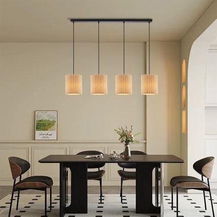 Brilagi - Lustre suspenso com cabo NORDIC WAVE 4xE27/15W/230V linho/preto