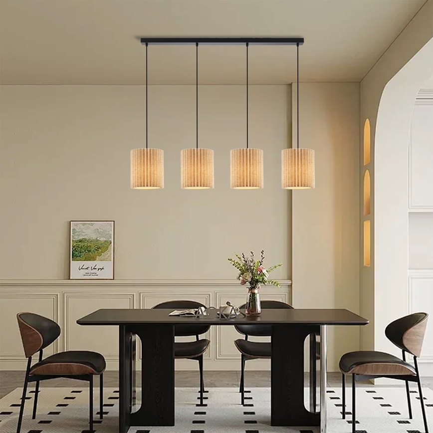 Brilagi - Lustre suspenso com cabo NORDIC WAVE 4xE27/15W/230V linho/preto
