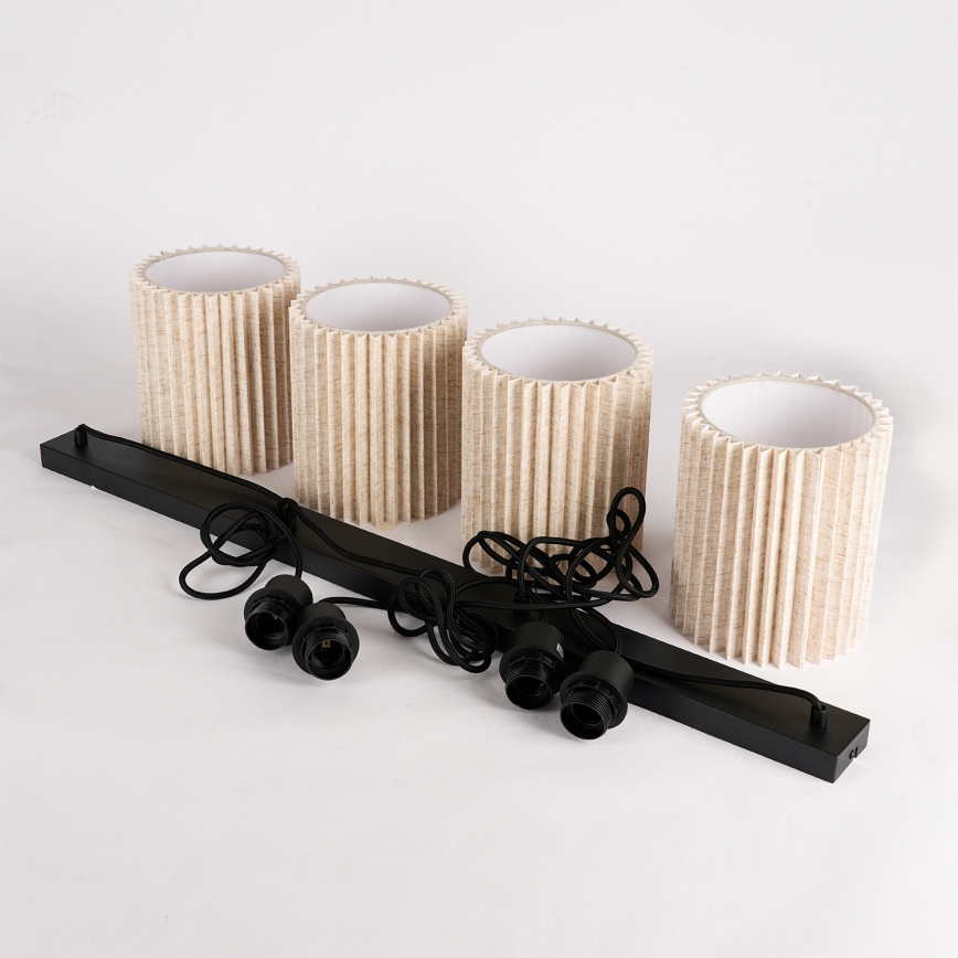 Brilagi - Lustre suspenso com cabo NORDIC WAVE 4xE27/15W/230V linho/preto