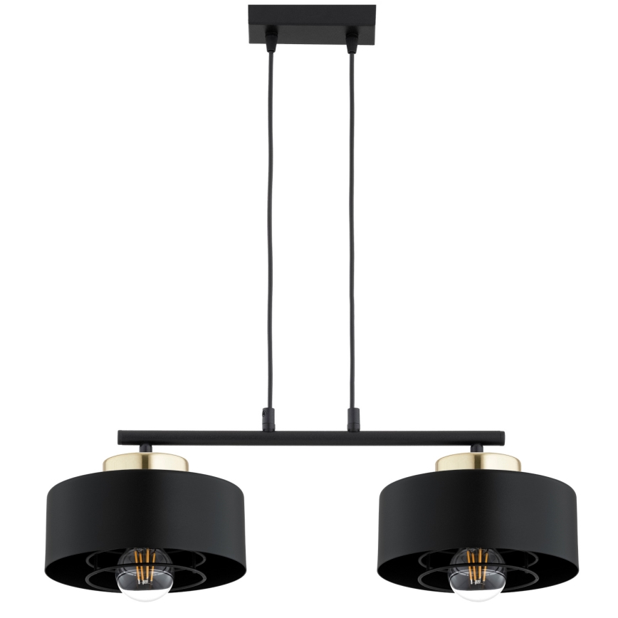 Brilagi - Lustre suspenso com cabo SPRING 2xE27/60W/230V preto/dourado