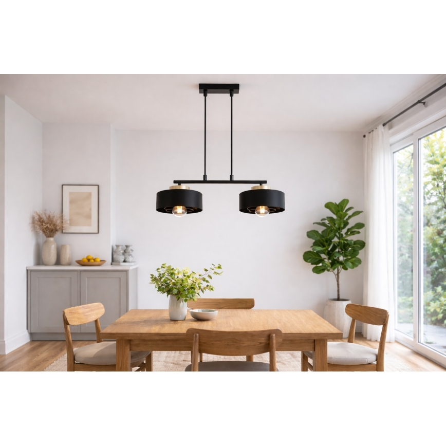 Brilagi - Lustre suspenso com cabo SPRING 2xE27/60W/230V preto/dourado