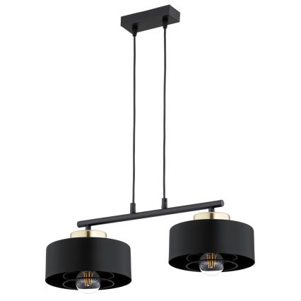 Brilagi - Lustre suspenso com cabo SPRING 2xE27/60W/230V preto/dourado