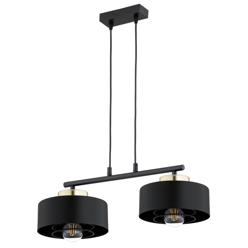 Brilagi - Lustre suspenso com cabo SPRING 2xE27/60W/230V preto/dourado