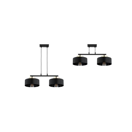 Brilagi - Lustre suspenso com cabo SPRING 2xE27/60W/230V preto/dourado