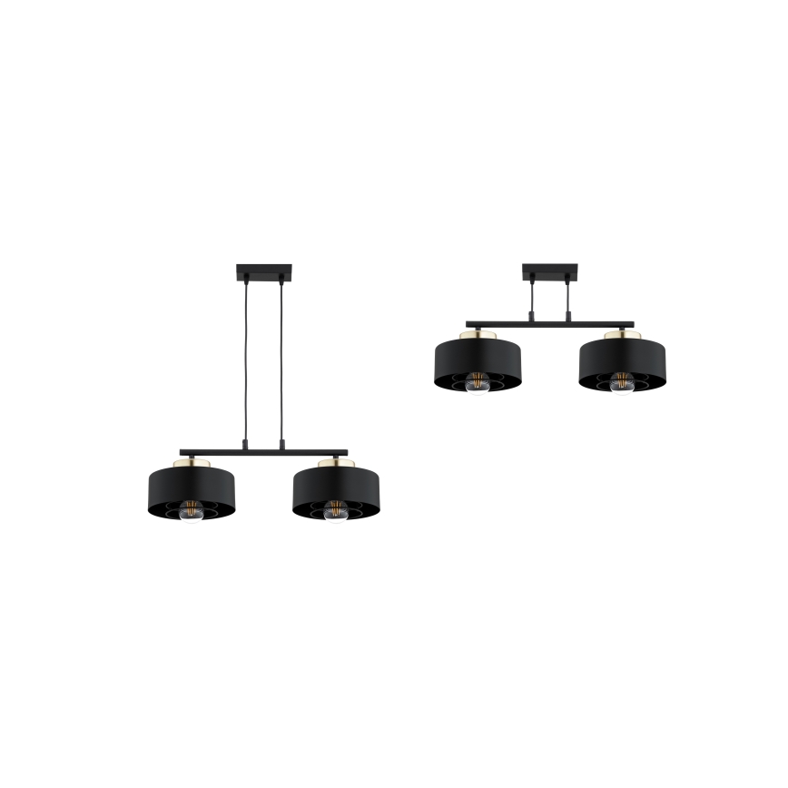 Brilagi - Lustre suspenso com cabo SPRING 2xE27/60W/230V preto/dourado