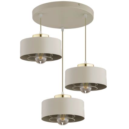 Brilagi - Lustre suspenso com cabo SPRING 3xE27/60W/230V bege/dourado