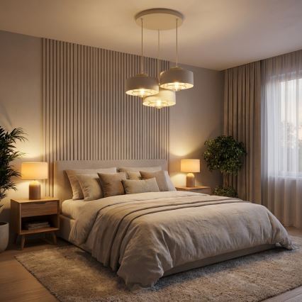 Brilagi - Lustre suspenso com cabo SPRING 3xE27/60W/230V bege/dourado