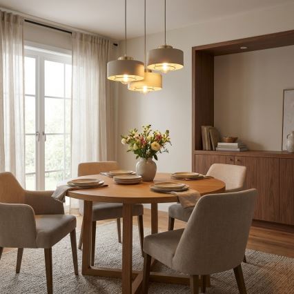 Brilagi - Lustre suspenso com cabo SPRING 3xE27/60W/230V bege/dourado