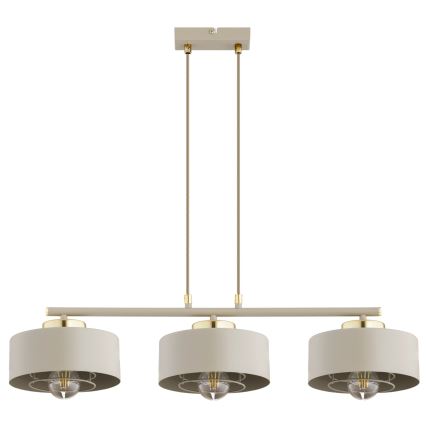 Brilagi - Lustre suspenso com cabo SPRING 3xE27/60W/230V bege/dourado