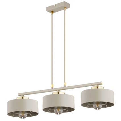 Brilagi - Lustre suspenso com cabo SPRING 3xE27/60W/230V bege/dourado