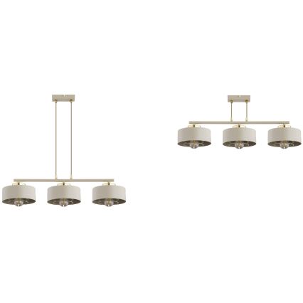 Brilagi - Lustre suspenso com cabo SPRING 3xE27/60W/230V bege/dourado