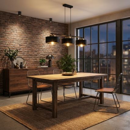 Brilagi - Lustre suspenso com cabo SPRING 3xE27/60W/230V preto/dourado