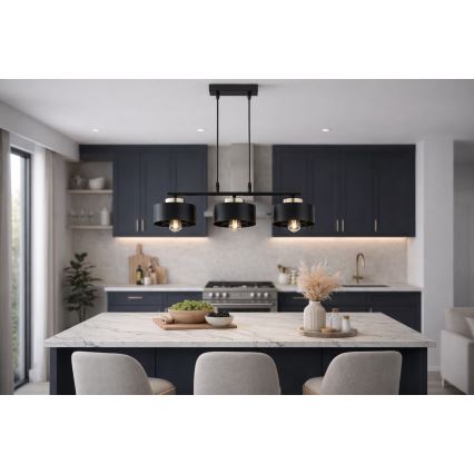Brilagi - Lustre suspenso com cabo SPRING 3xE27/60W/230V preto/dourado