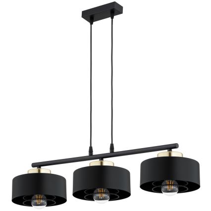 Brilagi - Lustre suspenso com cabo SPRING 3xE27/60W/230V preto/dourado